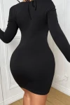 Göğüs Halka Detaylı Elbise Siyah Renk