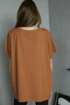 Baskılı Oversize T-Shirt Kiremit Rengi